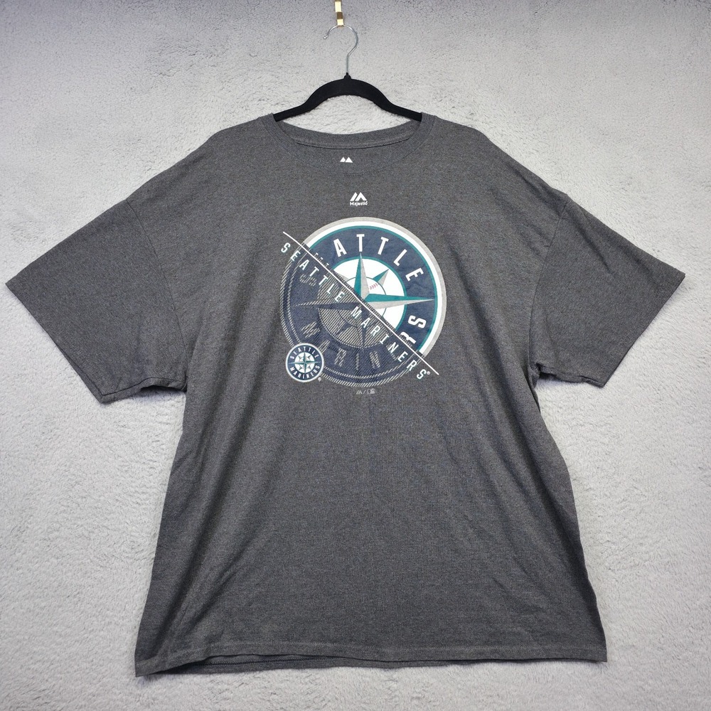 Seattle‎ Mariners Shirt Mens 2XL Majestic Gray MLB Baseball Graphics Print Tee
